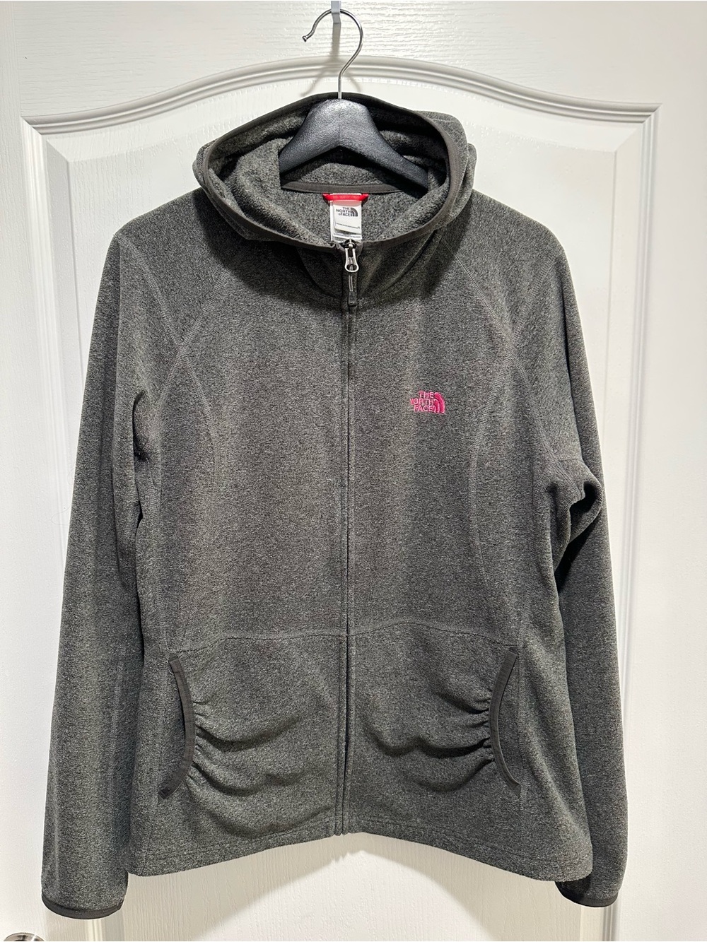 The North Face Women’s Full zipped Gray Fleece Hoodie Jacket, Size XL